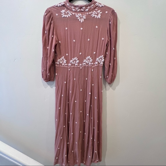 Free People Long Dress Embroidered Flowers - Picture 9 of 11